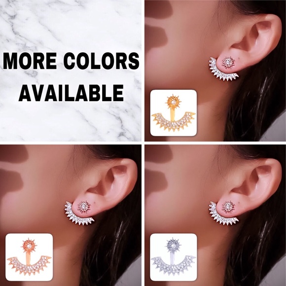 ⚜️[𝟯/$𝟭𝟴]⚜️Rose Gold Crystal Thorn Jacket Earrings NEW - Picture 6 of 7